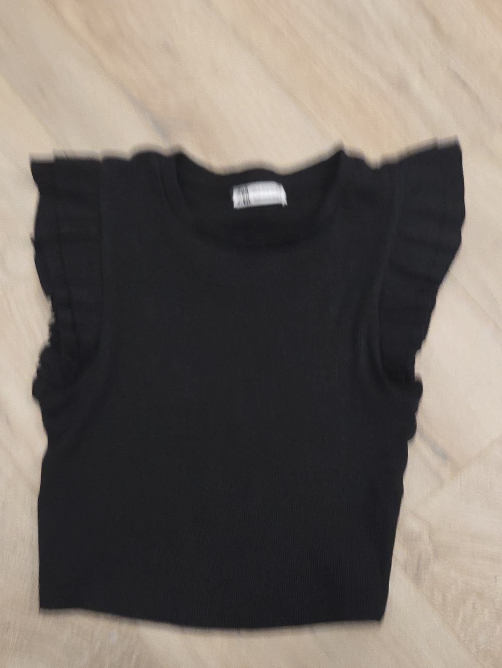 Zara Ribbed Crop Top With Flutter Sleeves